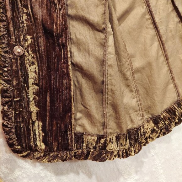 Victor Costa Occasion Velvet Jacket Womens M Brown Snaps Ruffle formal party - Picture 9 of 15